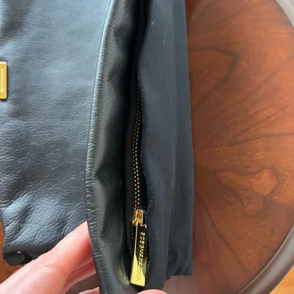 BCBGMaxAzria Black Fold-Over Clutch with Gold Accent - Picture 3 of 9